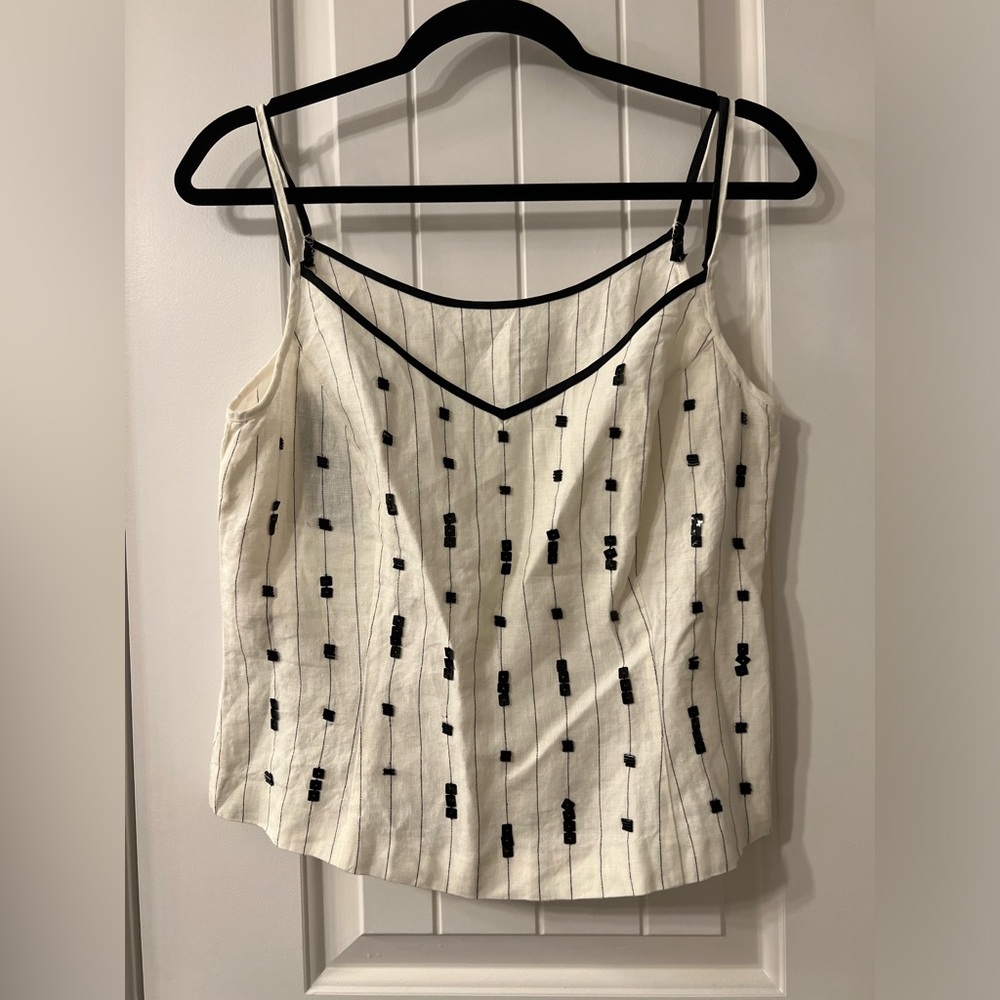White strap sling sparkling spaghetti tank top Size Small